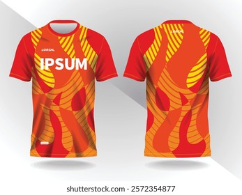 Orange Soccer t-shirt design template, Football jersey concept front and back view