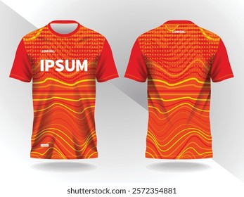 Orange Soccer t-shirt design template, Football jersey concept front and back view