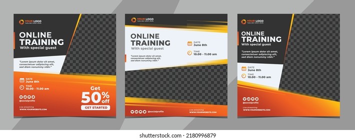 Orange Social Media Post Bundle 3