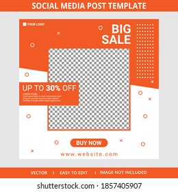 Orange social media post template  and instagram post banner Premium Vector