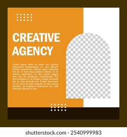 orange social media post template design for creative agency business