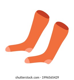 Orange socks on a white background for use in web design or clipart