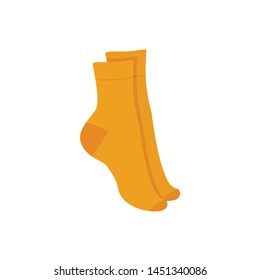 Orange socks pair isolated on white background.