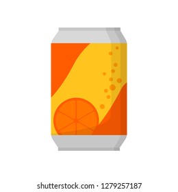 Orange soda can illustration. Drink, soda, market place. Food concept. Vector illustration can be used for topics like super market, restaurant