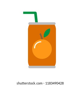 Orange soda can vector icon.