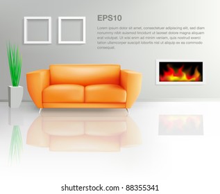 Orange Sofa and Fireplace (EPS10)