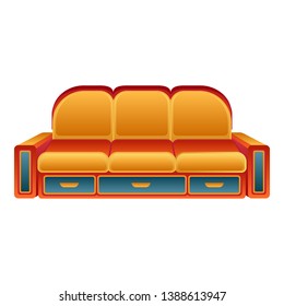 Orange sofa icon. Cartoon of orange sofa vector icon for web design isolated on white background