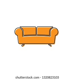 Orange Sofa icon isolated on white background. Vector Illustration