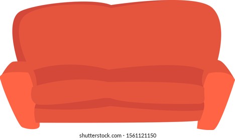 Orangefarbenes Sofa, Illustration, Vektorgrafik auf weißem Hintergrund.
