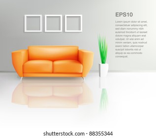 Orange Sofa In Living Space (EPS10)