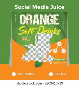 Orange Soft Drink Healthy Juice  Social Media Post Banner Template