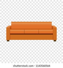 Orange soft sofa mockup. Realistic illustration of orange soft sofa vector mockup for on transparent background