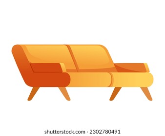 Orangefarbenes Sofa - Modernes Design für Wohnzimmer oder Rezeption, Vektorgrafik einzeln auf weißem Hintergrund