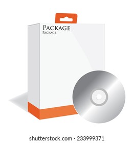 Orange software box, software package, product box, vector, isolated on white