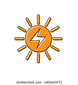Orange Solar energy panel icon isolated on white background. Vector Illustration
