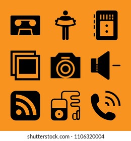 orange, song, metal, feed, creative and mobile icon vector set. Flat vector design with filled icons. Designed for web and software interfaces