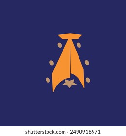 orange spaceship next to them and brown circle and star in front