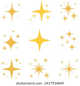 Orange sparkles symbols vector isolated on white background