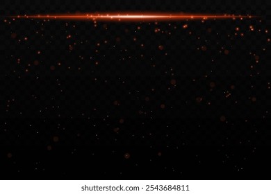 Efecto de luz brillante naranja con sutiles partículas brillantes sobre un fondo oscuro, ideal para temas de ciencia ficción, cósmicos o de cielo nocturno. El haz Horizontal añade una sensación futurista dinámica.