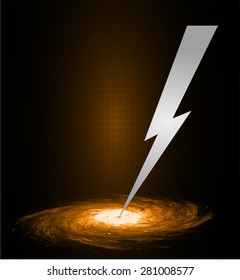 orange sparkling lightning bolt with electric effect. vector