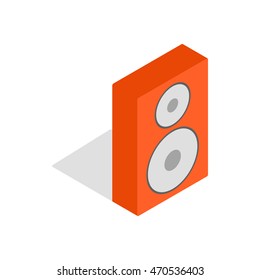 Orange speaker icon in isometric 3d style on a white background