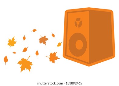 orange speaker with leaves