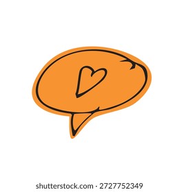 Burbuja de discurso naranja con ilustración de icono de corazón	
