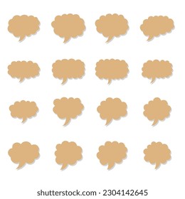 Orange speech bubble icon set isolated vector illustration on white background.