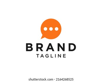 Orange Speech Bubble Linear Rounded Style with Negative Space Chat Talk Icon isolated on White Background. Flat Vector Logo Design Template Element.