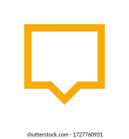 orange speech bubble sign isolated on white, bubble speak icon trendy flat design, simple square dialog message for icon, speech bubble square red for button, text box for comment symbol, vector