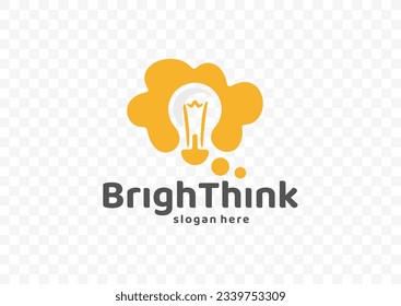 Orange speech bubbles with light bulb logo design. Insight or ideas concept vector design