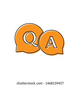 Orange Speech bubbles with Question and Answer icon isolated on white background. Q and A symbol. FAQ sign. Chat speech bubble and chart.  Vector Illustration