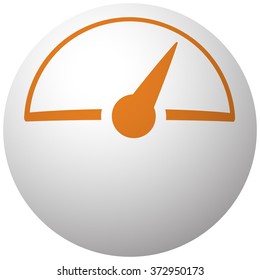 Orange Speed Meter icon on sphere isolated on white background