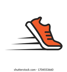 Orange speeding running sport shoe vector good for logo or sport icon