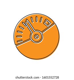 Orange Speedometer icon isolated on white background.  Vector Illustration