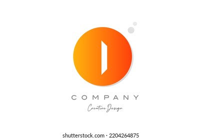 I orange sphere alphabet letter logo icon design with dot. Creative template for business and company