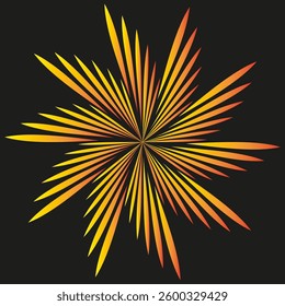 Orange spiral icons. Gradient vector symbols. Radiant line shapes. Black background design.