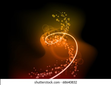 Orange spiral on the black background
