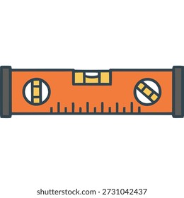 Orange spirit level tool with black edges and white background, indicating level position. - Powered by Shutterstock - Get 15% off with code: PIKWIZARD15