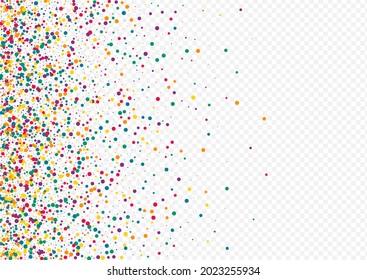 Orange Splash Decoration Transparent Background. Celebration Rain Texture. Abstract Dot Wallpaper. Rainbow Round Christmas Postcard.