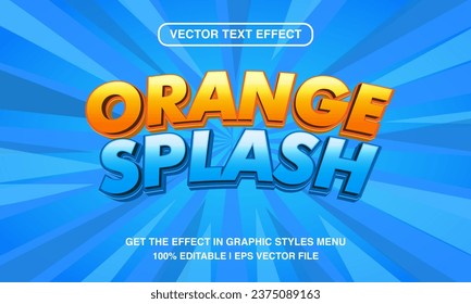 Orange splash editable text effect template, 3d cartoon bold text style, premium vector