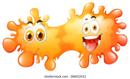Orange splash with face illustration