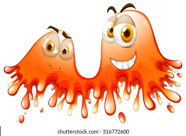Orange splash with faces illustration