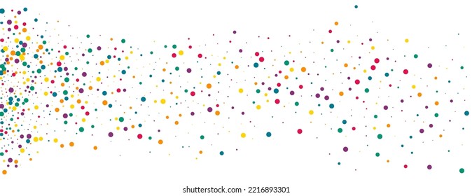 Orange Splash Invitation White Background. Carnival Round Pattern. Vector Shine Banner. Rainbow Polka Celebrate Backdrop.