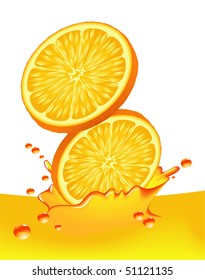 Orange splash. Vector.