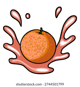 Orange splash vector illustration, fresh fruit juice burst
