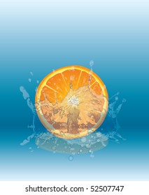 orange splash in water