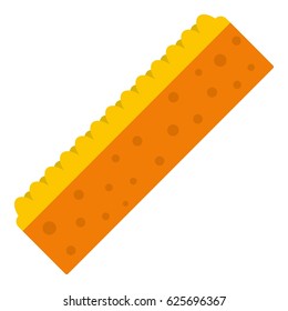 Orange sponge for cleaning icon flat isolated on white background vector illustration