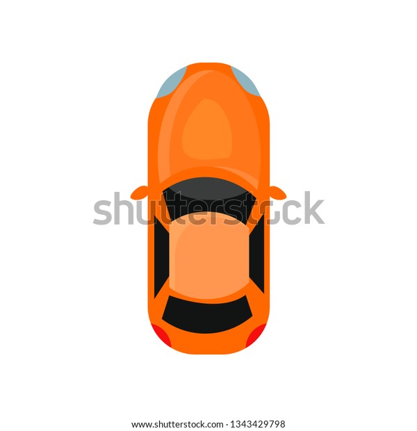 Orange sport car. Top view of\
powerful car. Can be used for topics like race, speed,\
transport