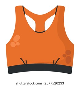 An orange sports bra designed for fitness and training in cartoon style